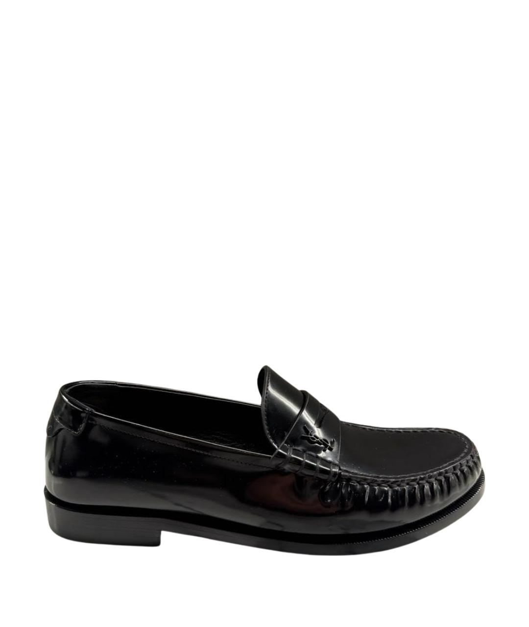 SAINT LAURENT Черные лоферы из лакированной кожи, фото 1