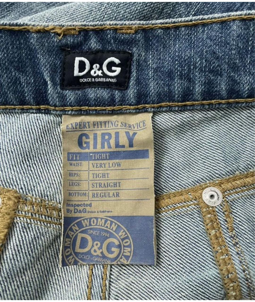 DOLCE&GABBANA Темно-синие хлопковые прямые джинсы, фото 5