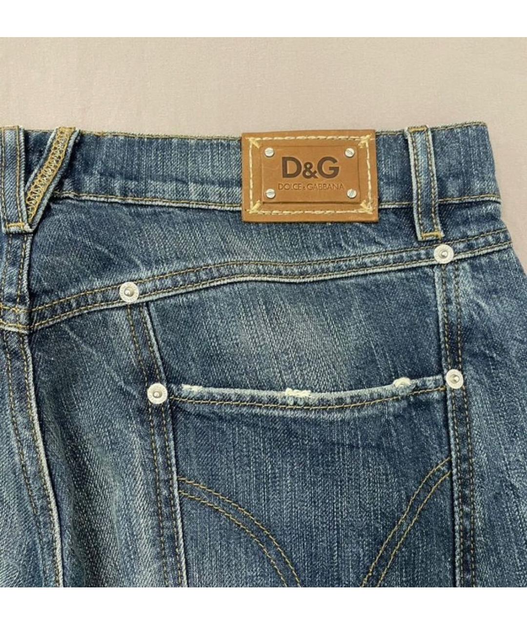 DOLCE&GABBANA Темно-синие хлопковые прямые джинсы, фото 4