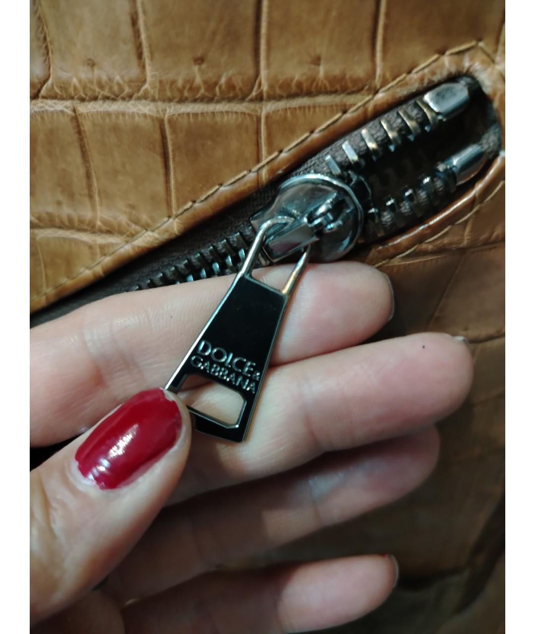 DOLCE&GABBANA Коричневая куртка из кожи крокодила, фото 4