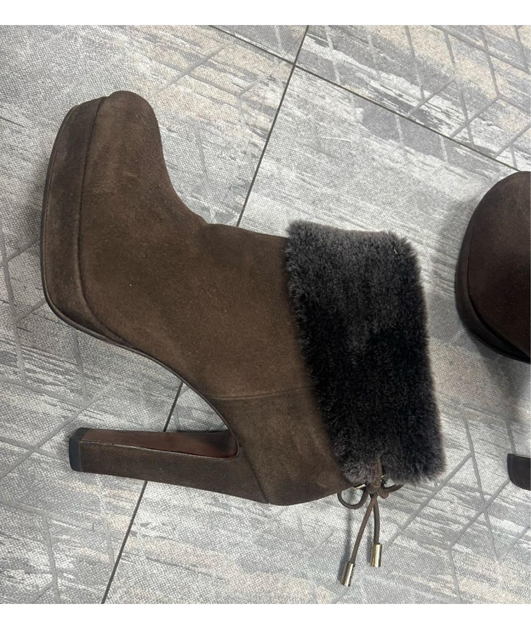 MAX MARA Коричневые замшевые ботильоны, фото 8
