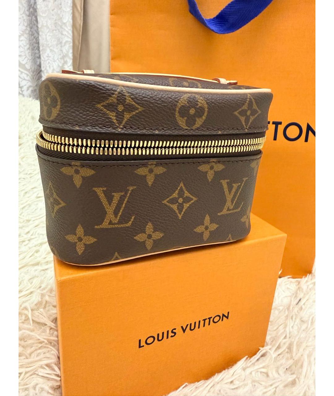 LOUIS VUITTON Коричневая кожаная косметичка, фото 2