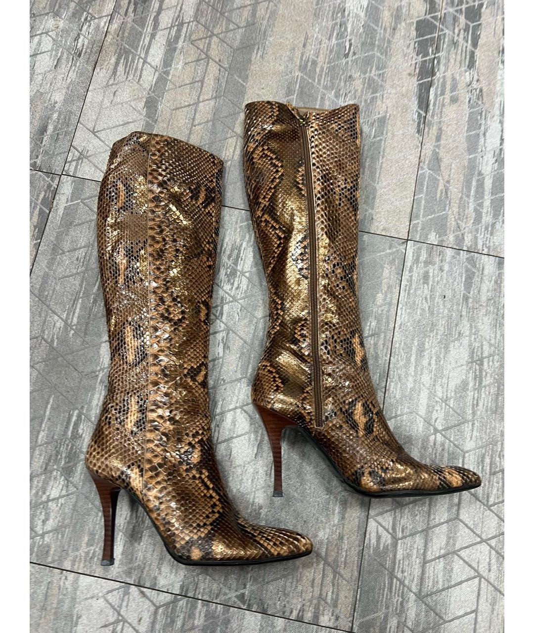 VERSACE Коричневые сапоги из кожи питона, фото 4