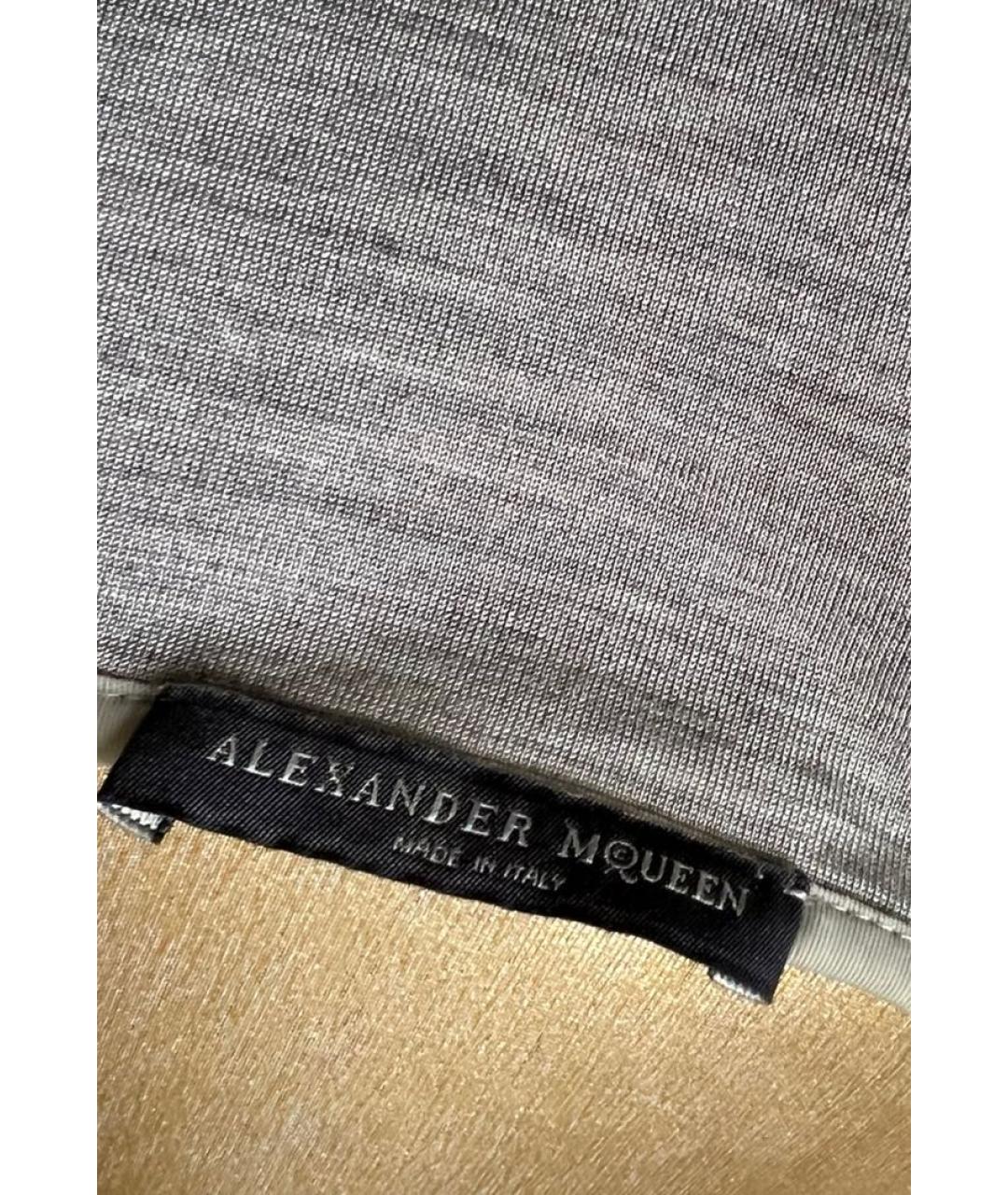 ALEXANDER MCQUEEN Серое шелковое коктейльное платье, фото 3