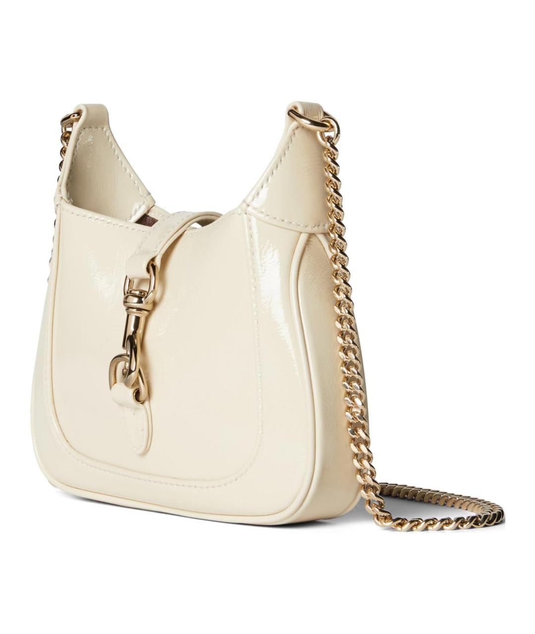 GUCCI Бежевая сумка через плечо из лакированной кожи, фото 2