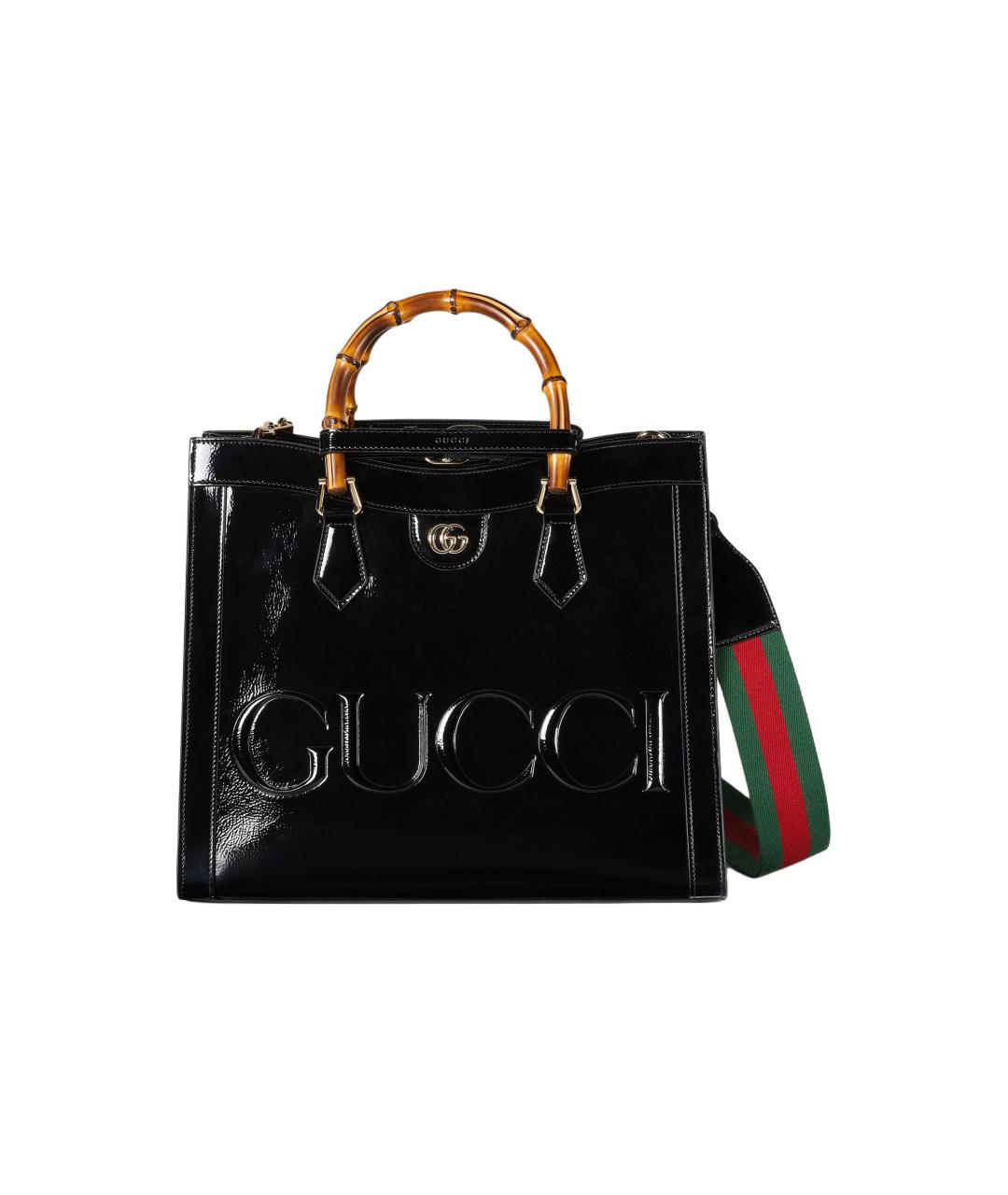 GUCCI Черная сумка через плечо из лакированной кожи, фото 2