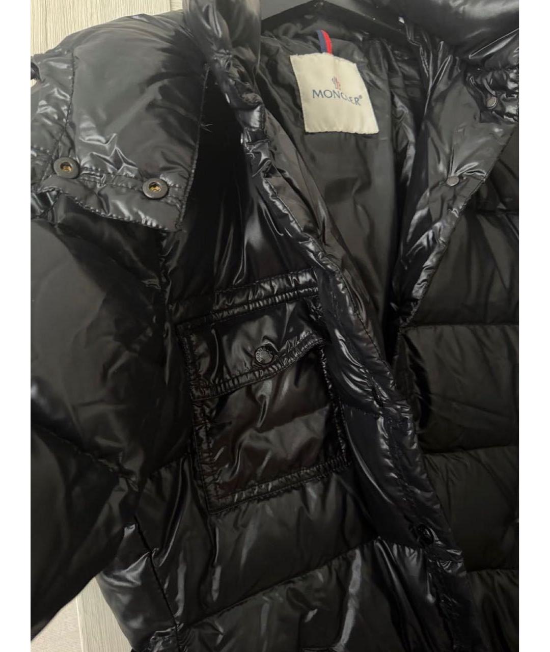 MONCLER Черный полиэстеровый пуховик, фото 6