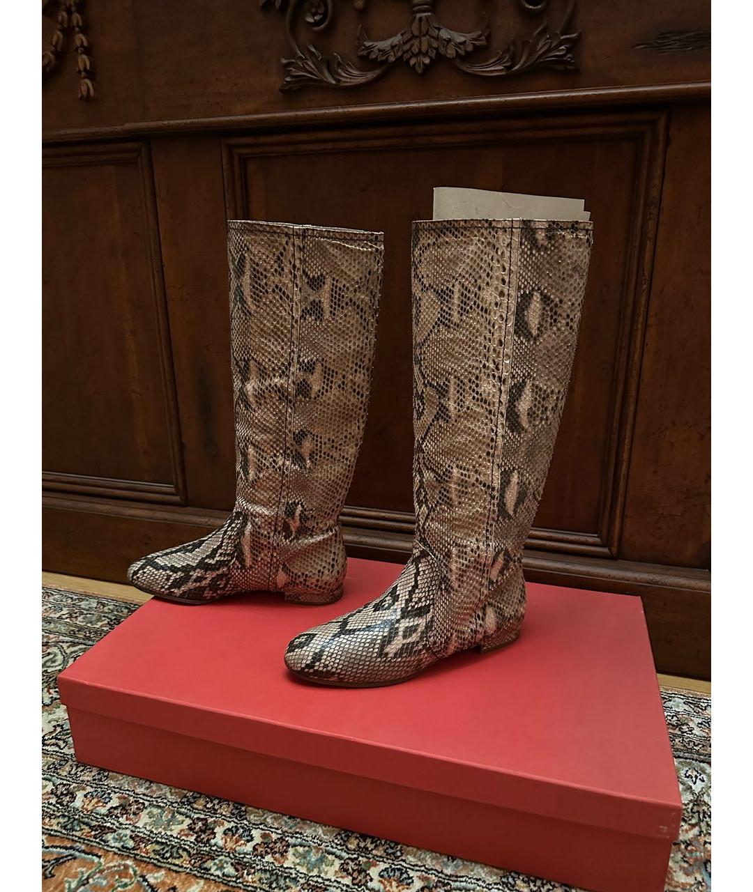 VALENTINO Бежевые сапоги из кожи питона, фото 4