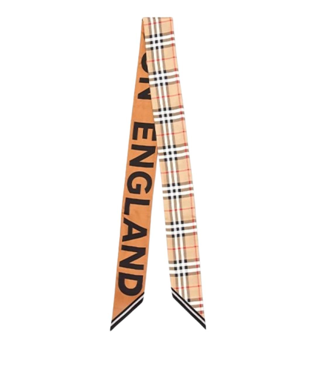 BURBERRY Бежевый шелковый шарф, фото 1
