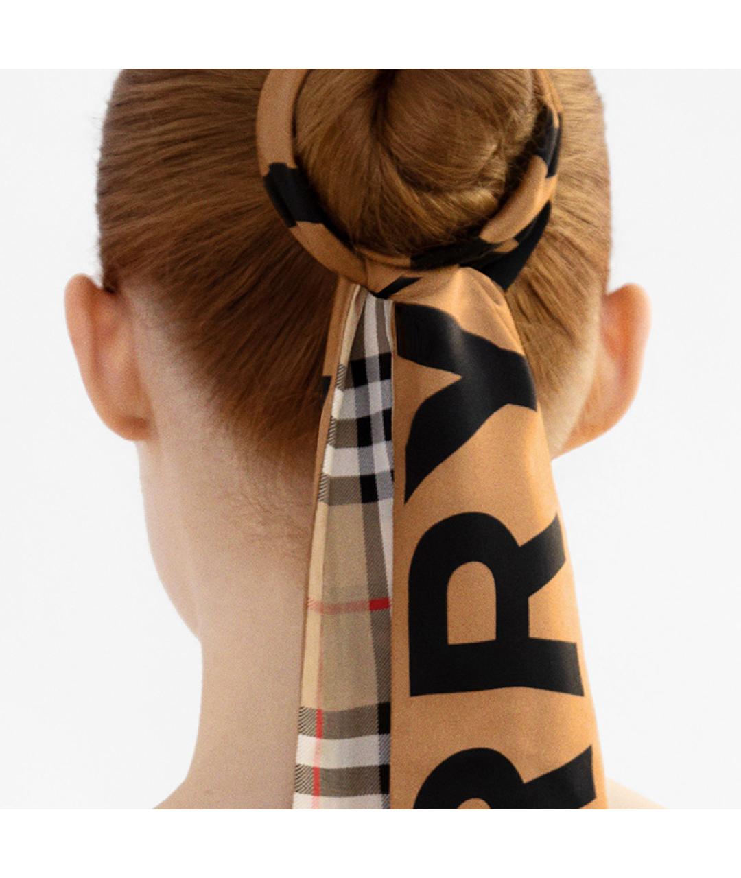 BURBERRY Бежевый шелковый шарф, фото 3
