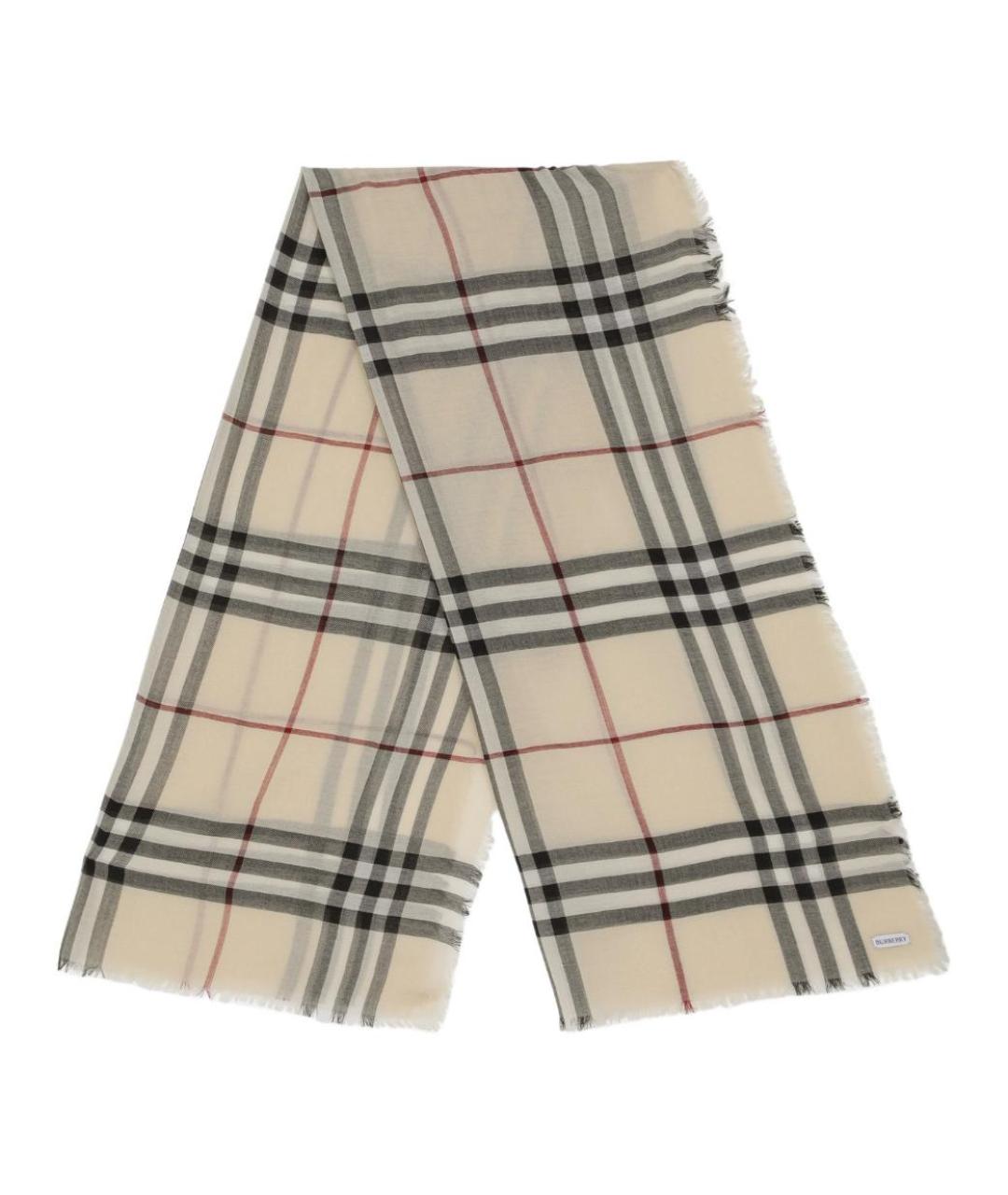 BURBERRY Бежевый шерстяной шарф, фото 1