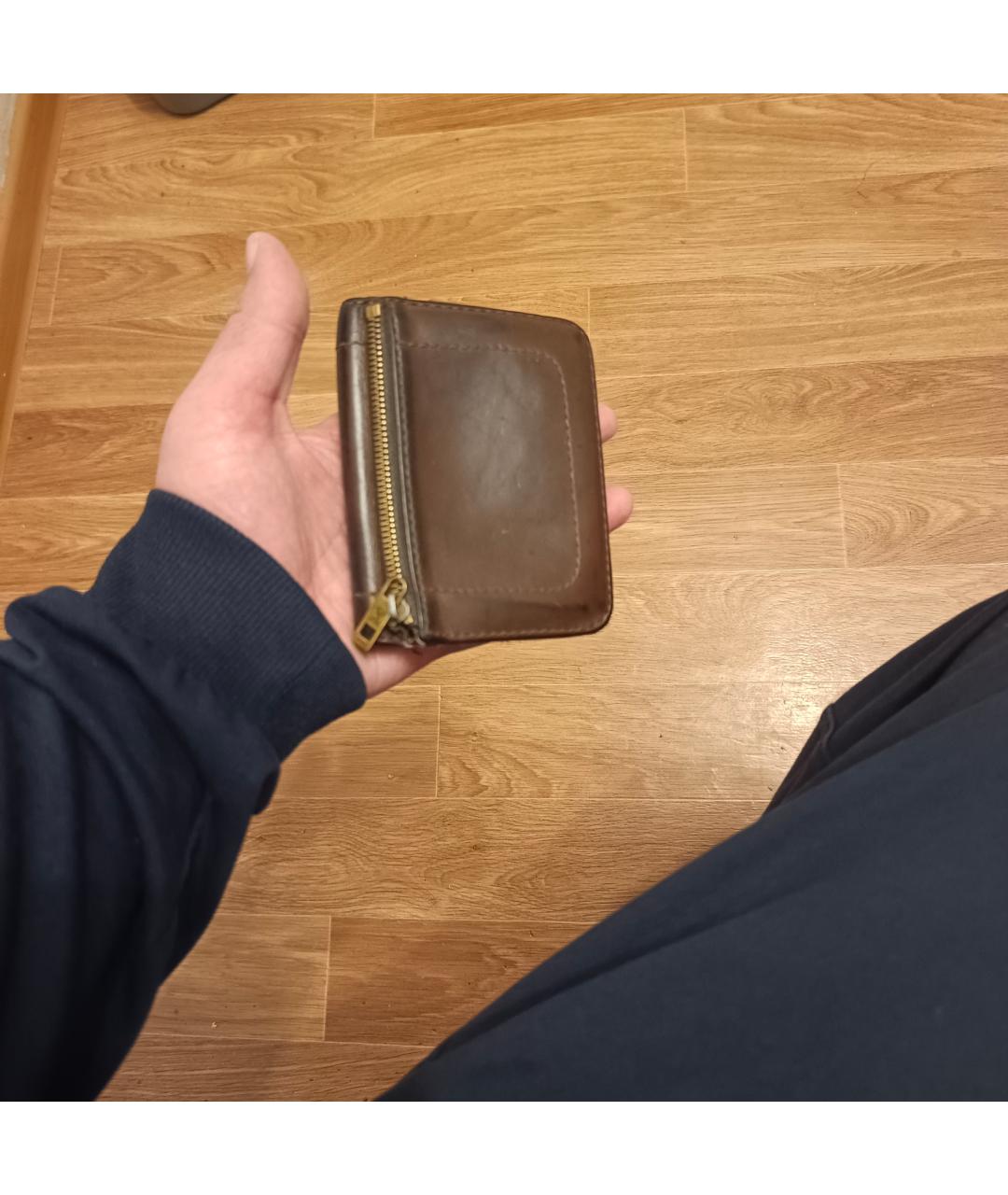 LOUIS VUITTON Коричневый кожаный кошелек, фото 6