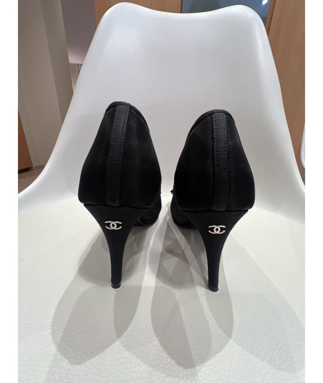 CHANEL Черные текстильные туфли, фото 4