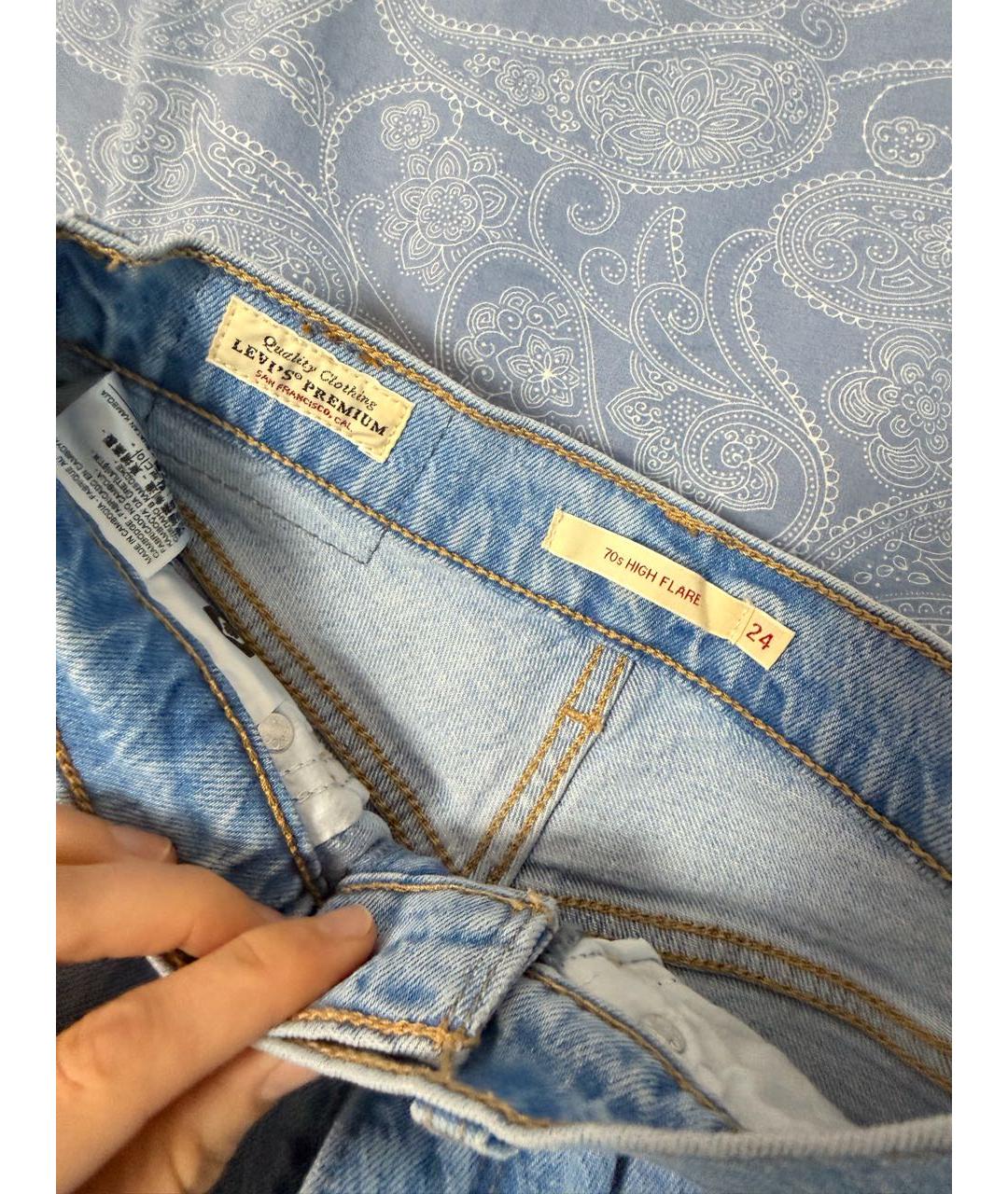 LEVI'S Голубые хлопковые джинсы клеш, фото 5