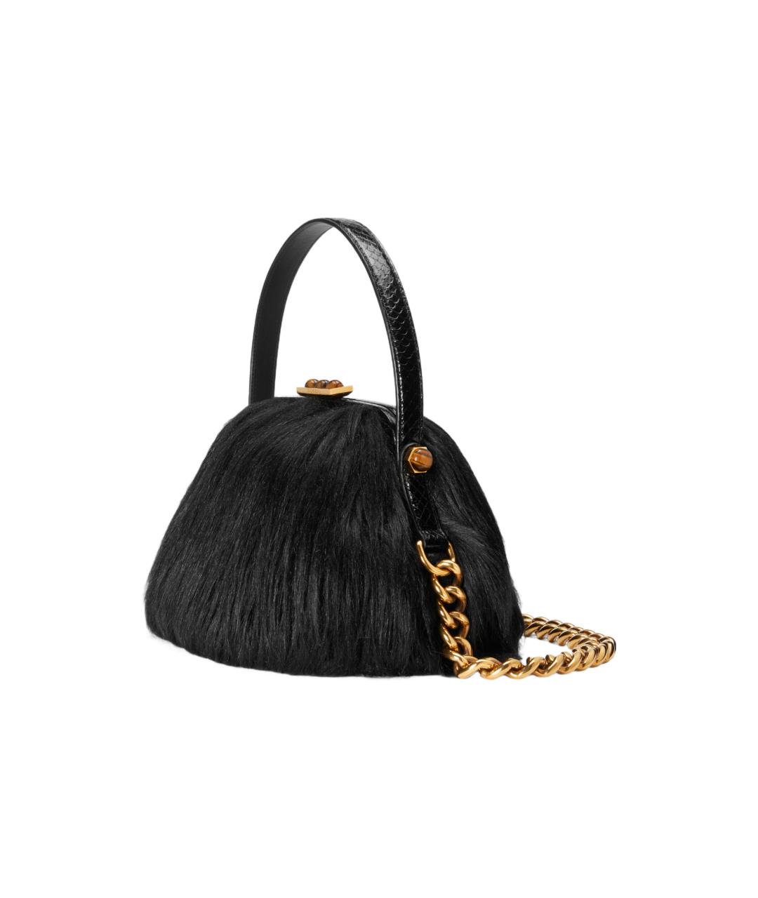 GUCCI Черная сумка через плечо из кожи питона, фото 2