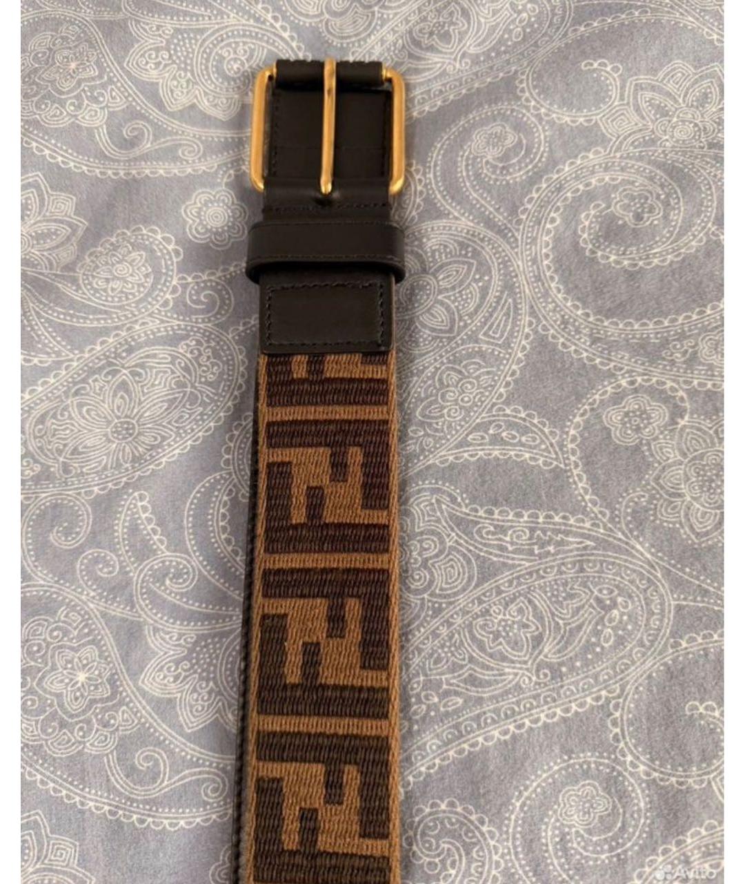 FENDI Коричневый кожаный ремень, фото 4