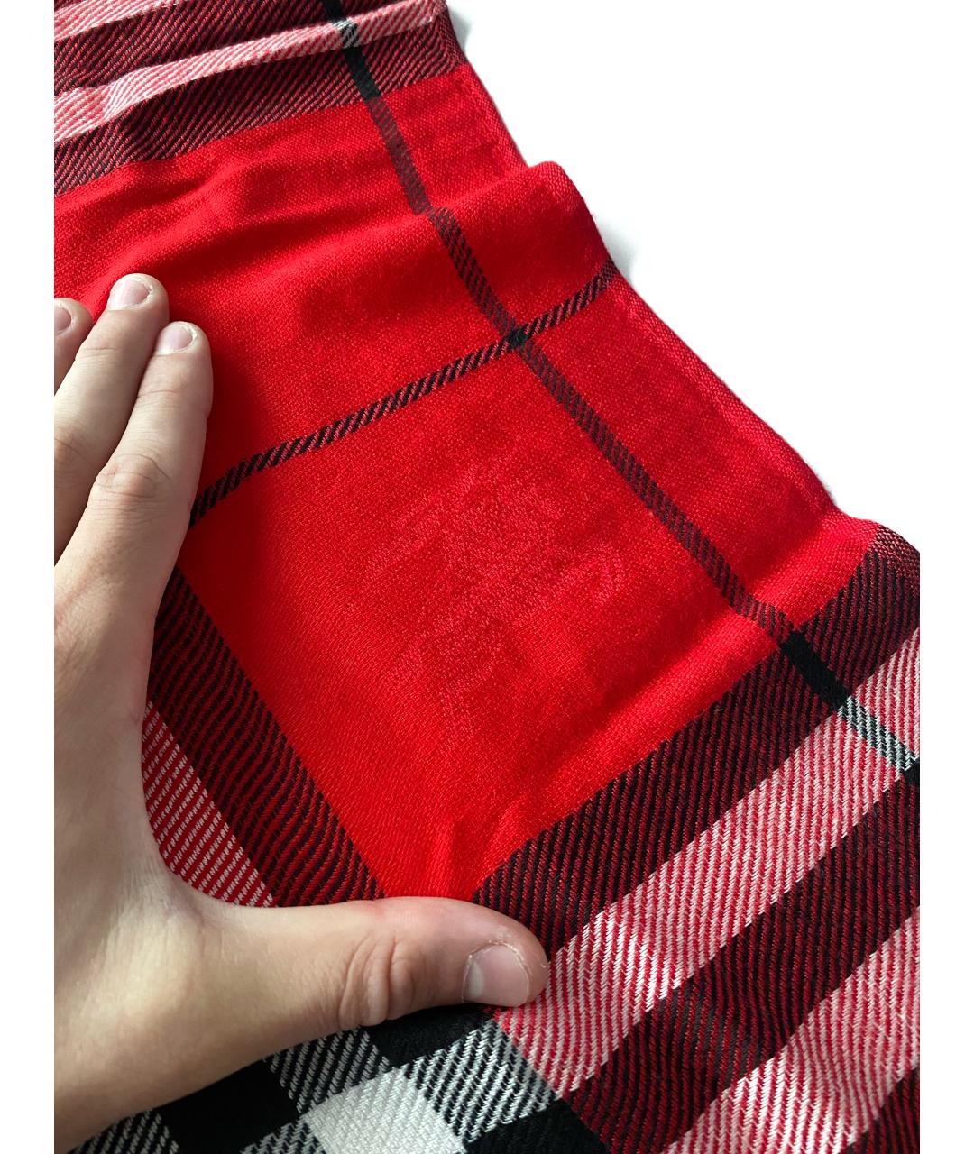 BURBERRY Красная кашемировая повязка на голову, фото 4