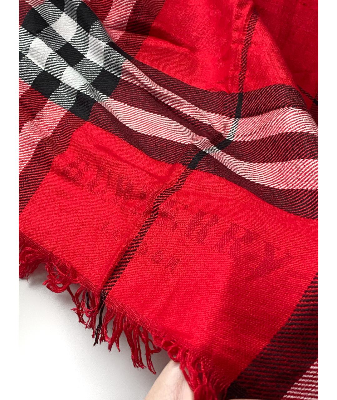 BURBERRY Красная кашемировая повязка на голову, фото 5