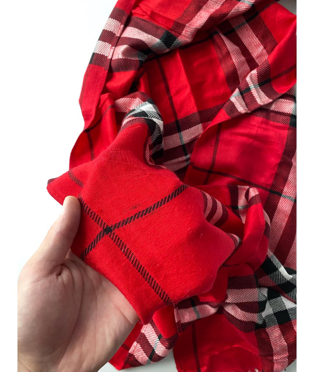 BURBERRY Красная кашемировая повязка на голову, фото 8