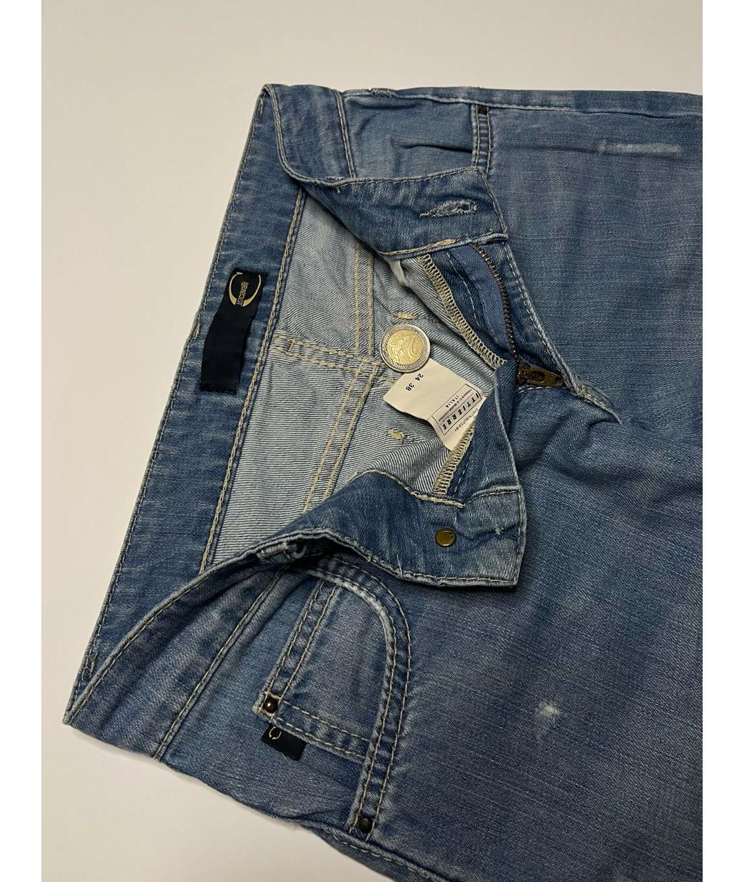 JUST CAVALLI Голубые хлопковые джинсы клеш, фото 5