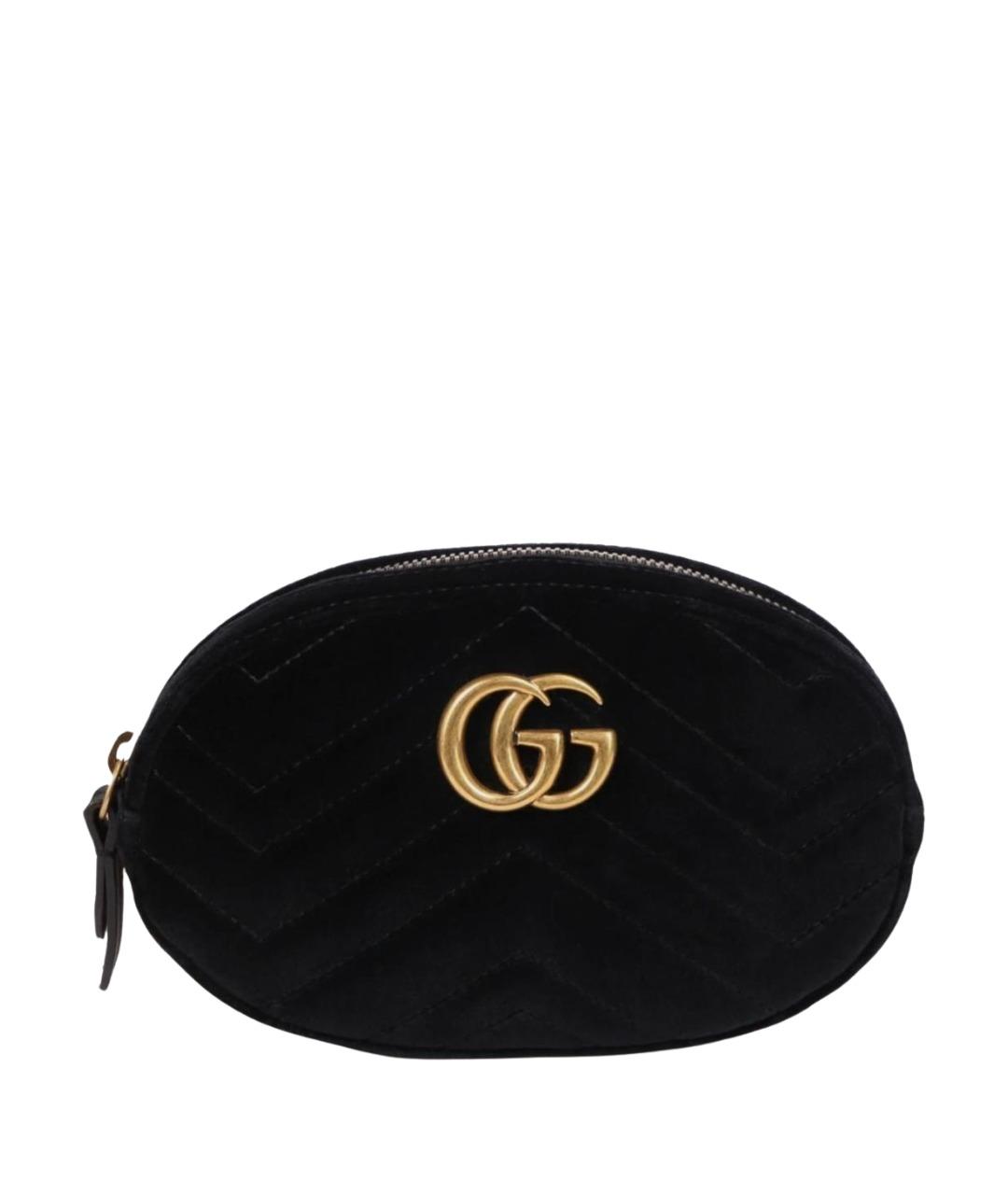 GUCCI Черная тканевая поясная сумка, фото 1