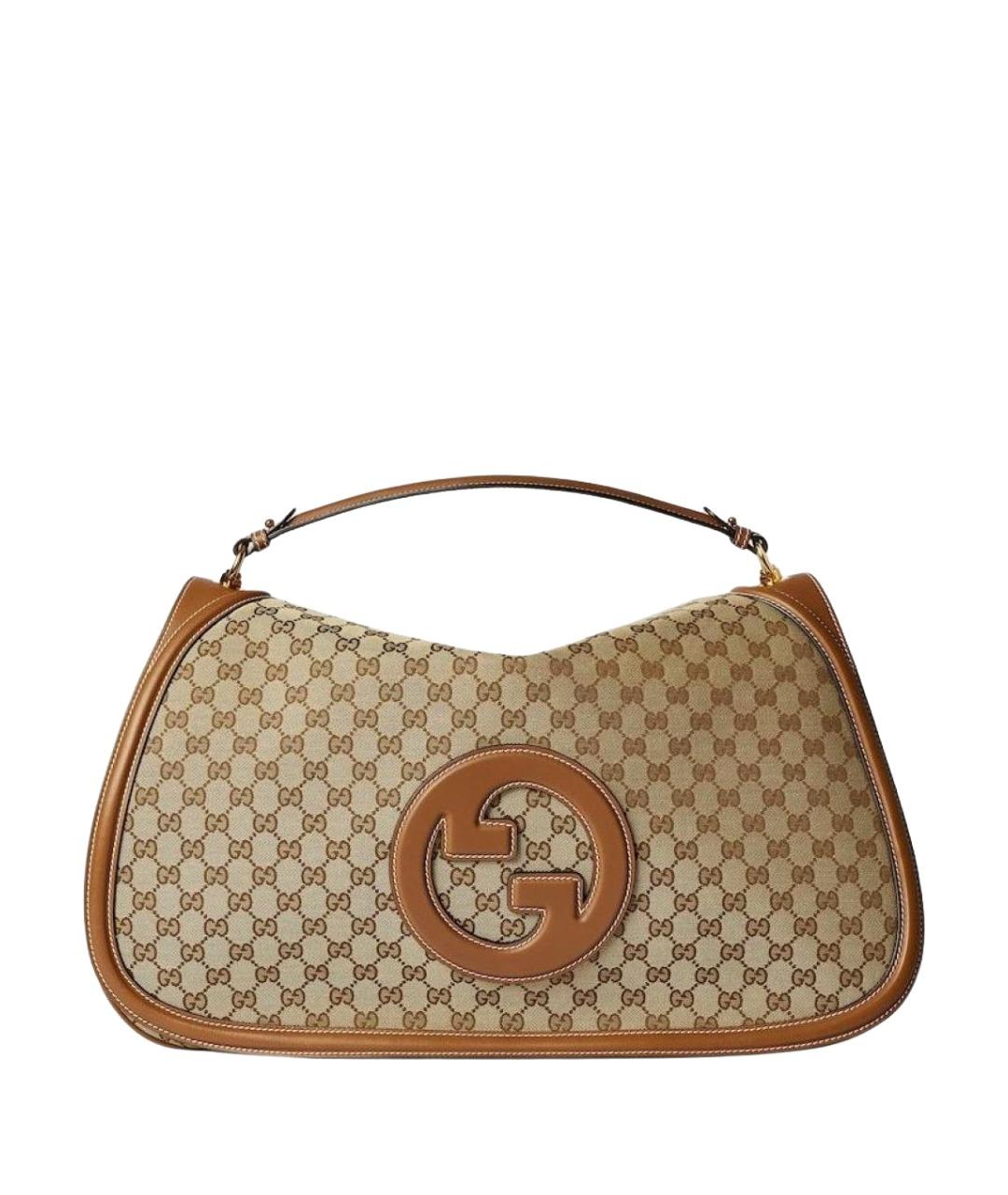 GUCCI Бежевая сумка через плечо из канвы, фото 1