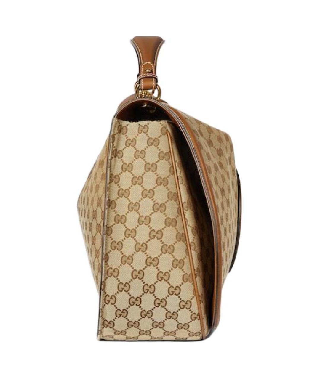 GUCCI Бежевая сумка через плечо из канвы, фото 4