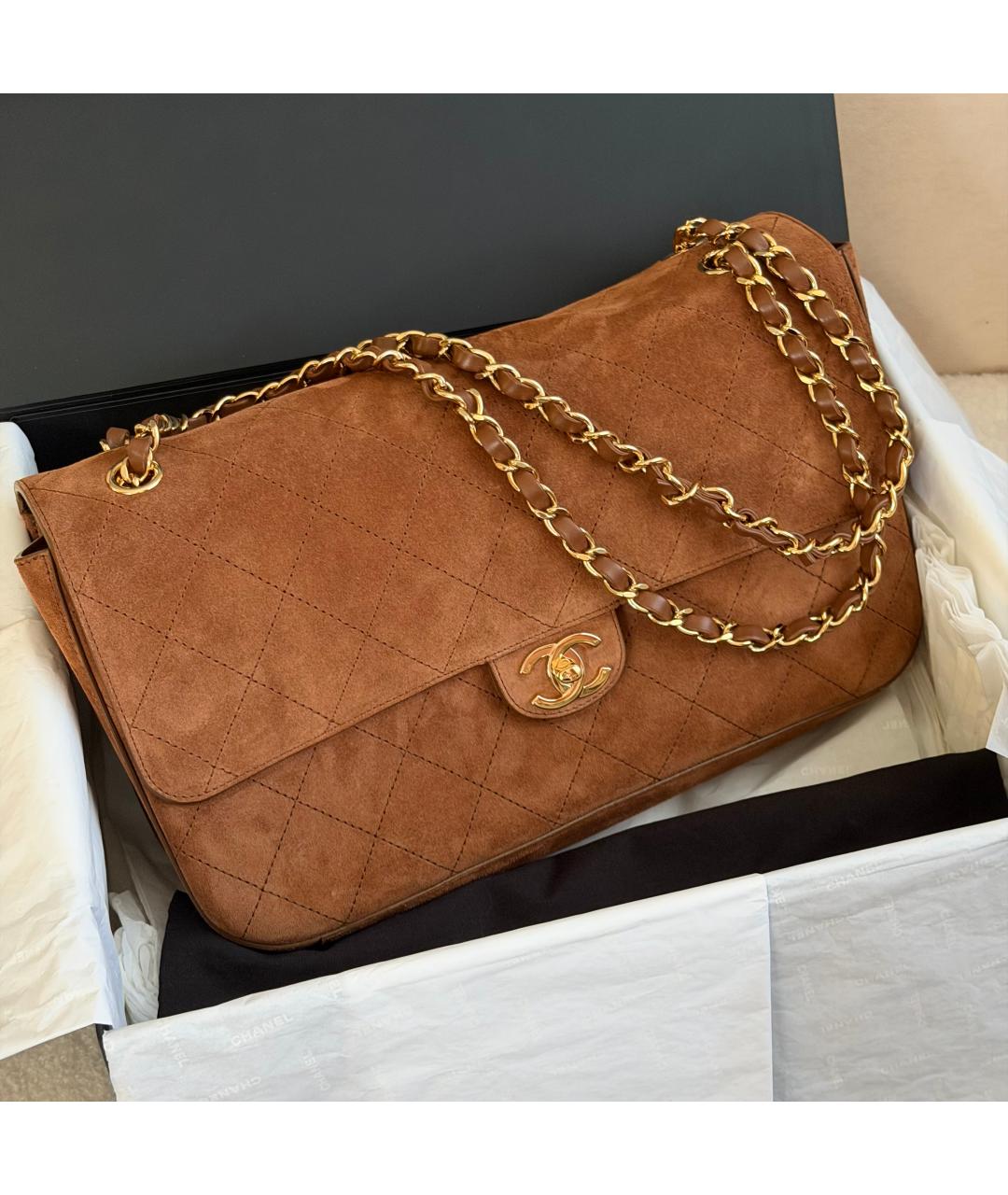 CHANEL Коричневая замшевая сумка через плечо, фото 2