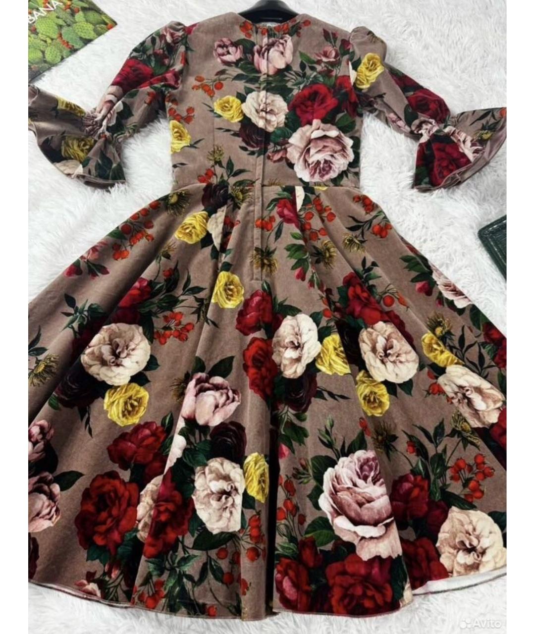 DOLCE&GABBANA Мульти бархатное вечернее платье, фото 7
