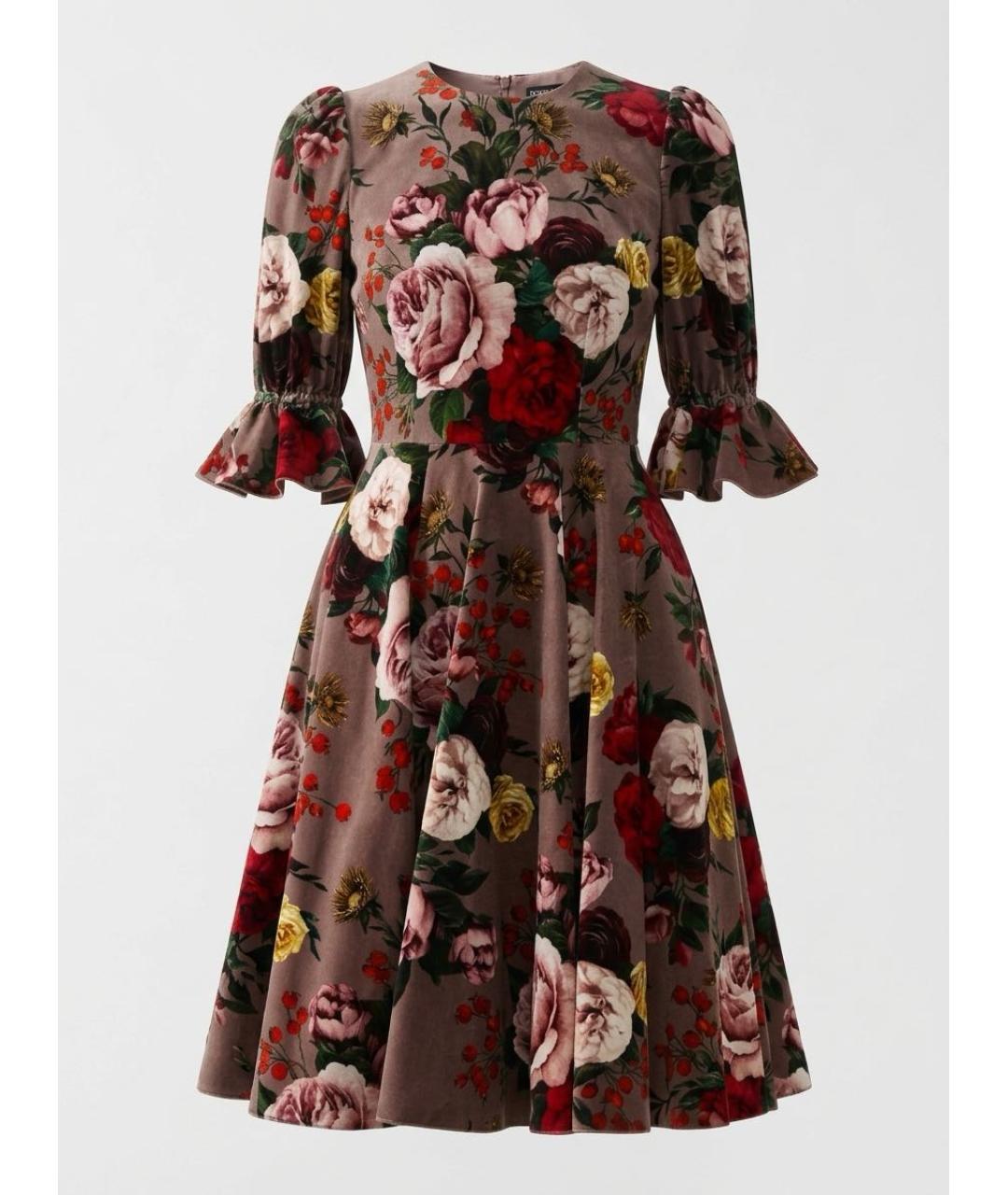 DOLCE&GABBANA Мульти бархатное вечернее платье, фото 9