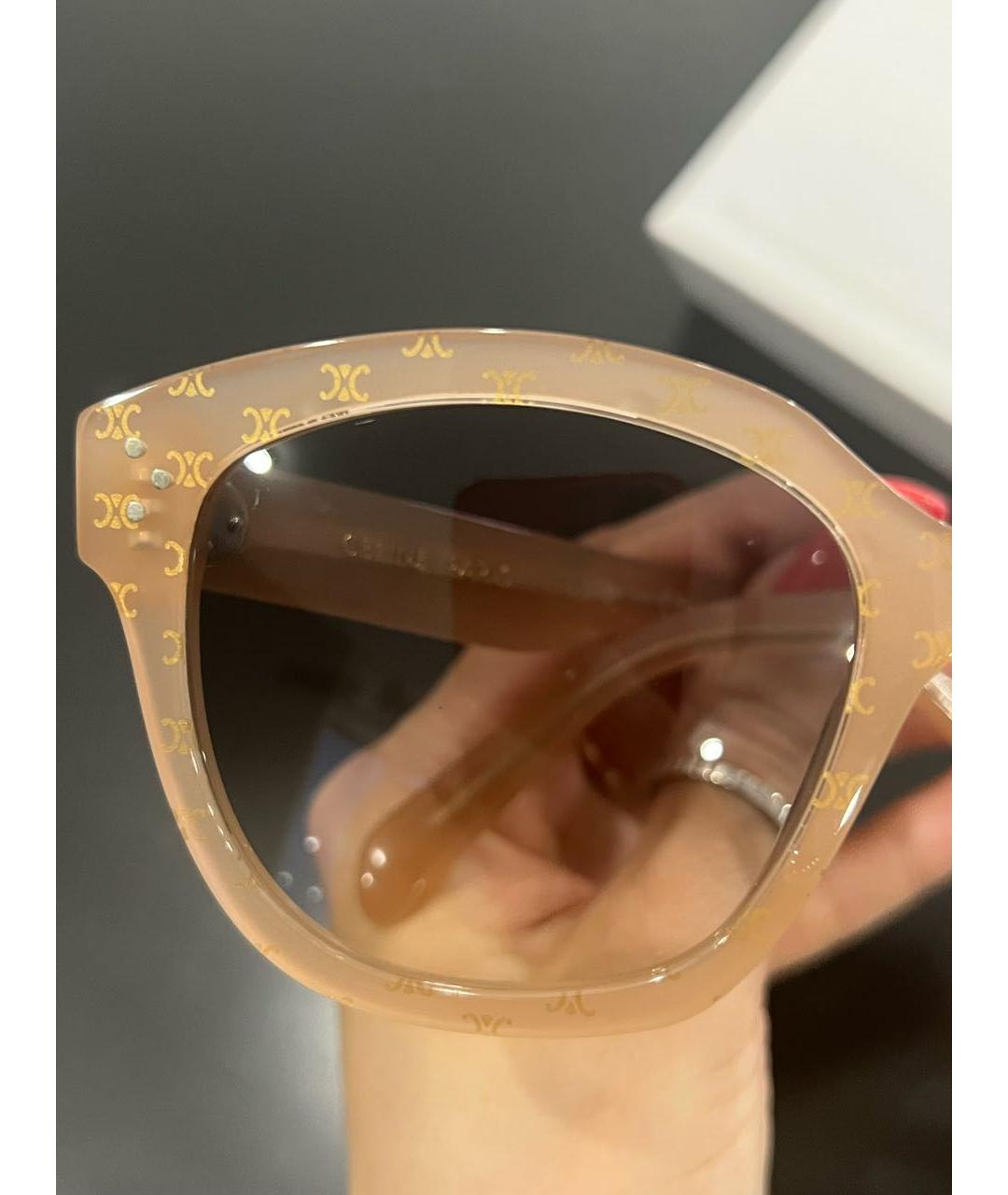 CELINE PRE-OWNED Бежевые пластиковые солнцезащитные очки, фото 7