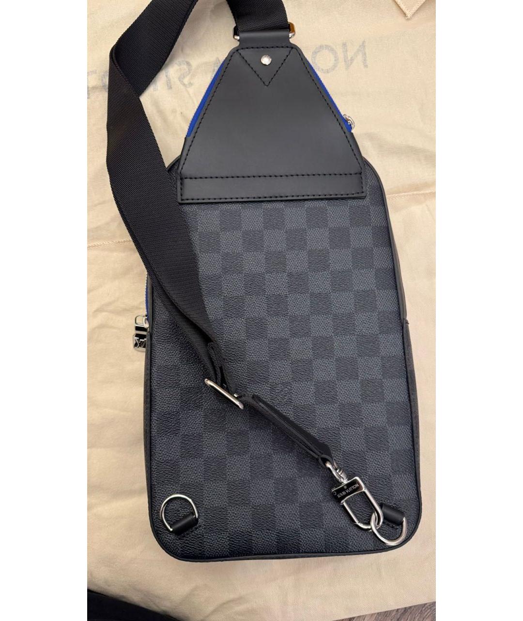 LOUIS VUITTON Темно-синяя сумка на плечо из канвы, фото 3
