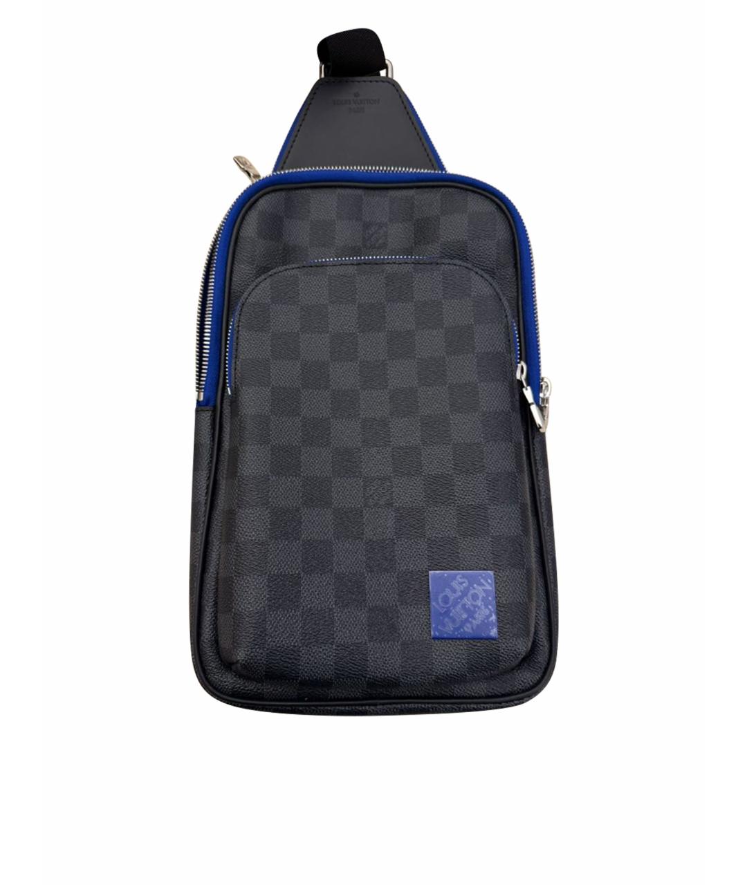 LOUIS VUITTON Темно-синяя сумка на плечо из канвы, фото 1