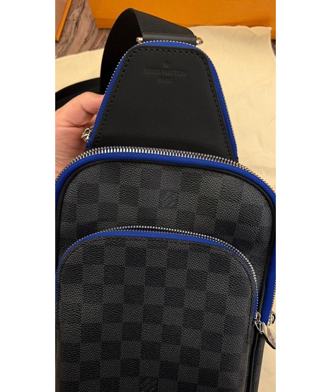 LOUIS VUITTON Темно-синяя сумка на плечо из канвы, фото 2