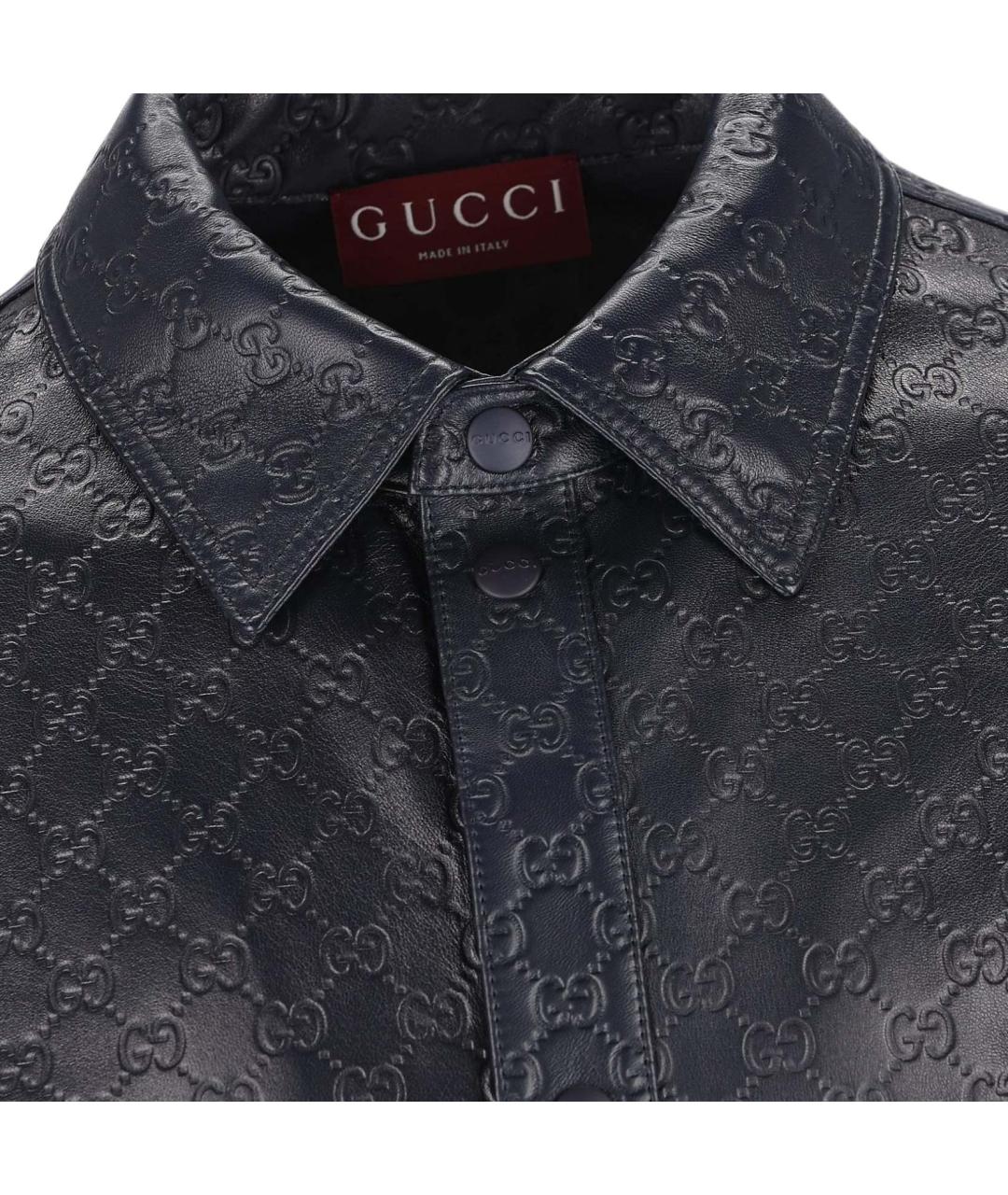 GUCCI Темно-синяя кожаная куртка, фото 3