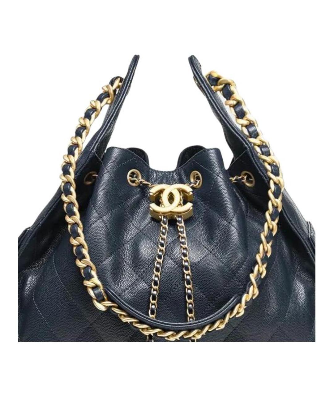 CHANEL Темно-синяя кожаная сумка через плечо, фото 3