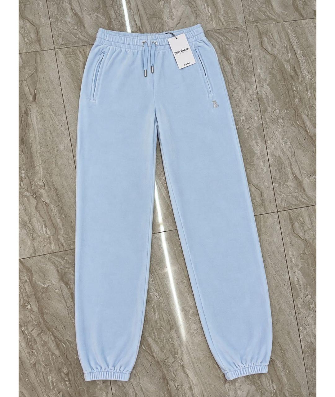 JUICY COUTURE Голубые велюровые спортивные брюки и шорты, фото 3