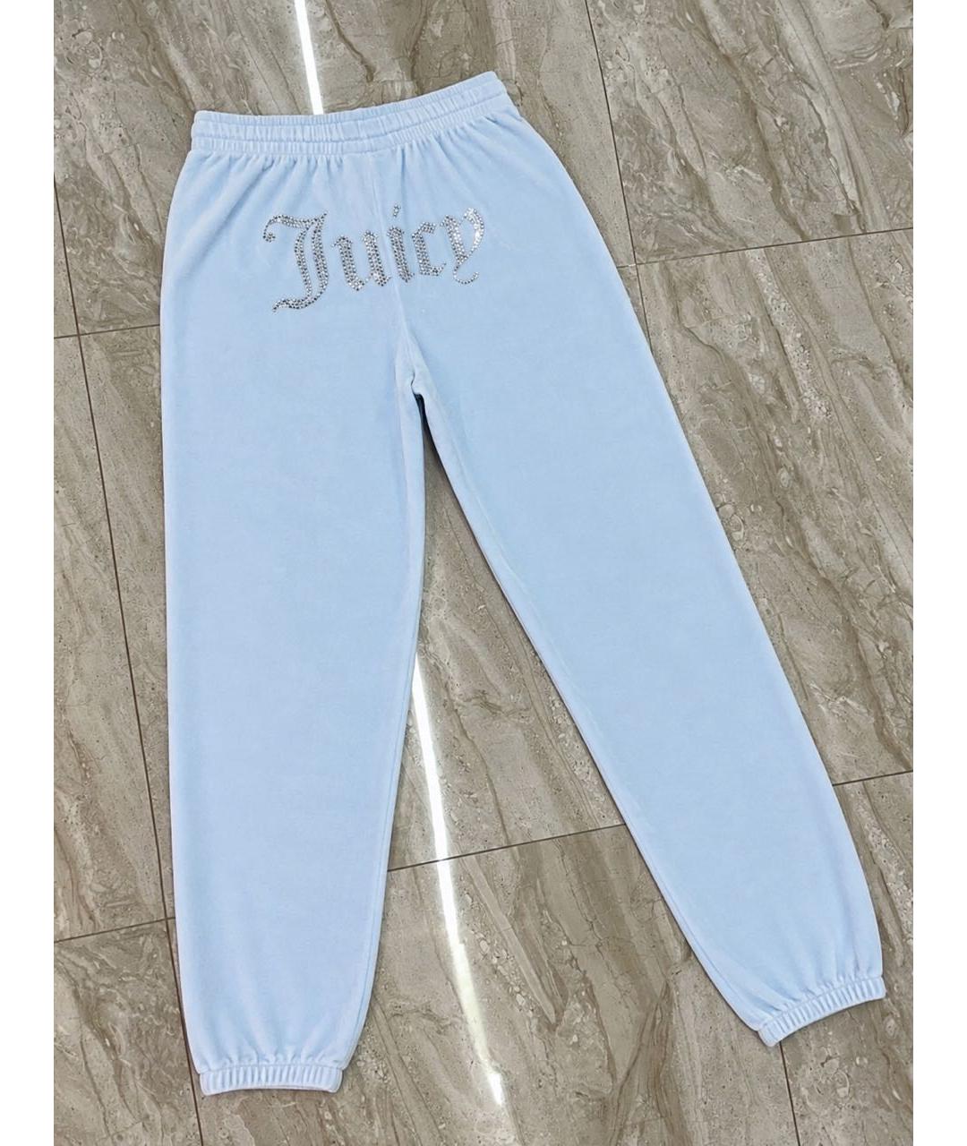 JUICY COUTURE Голубые велюровые спортивные брюки и шорты, фото 2