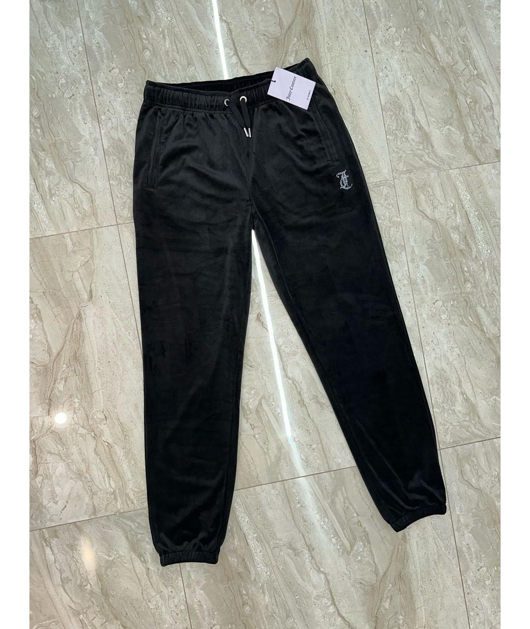 JUICY COUTURE Черные велюровые прямые брюки, фото 3