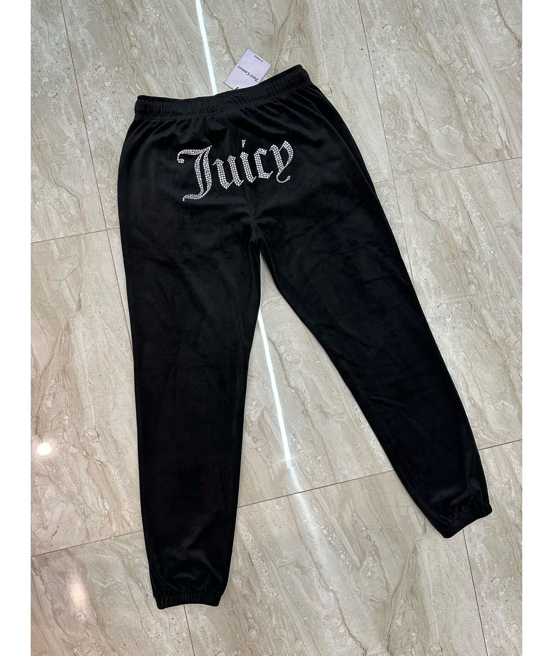 JUICY COUTURE Черные велюровые прямые брюки, фото 2