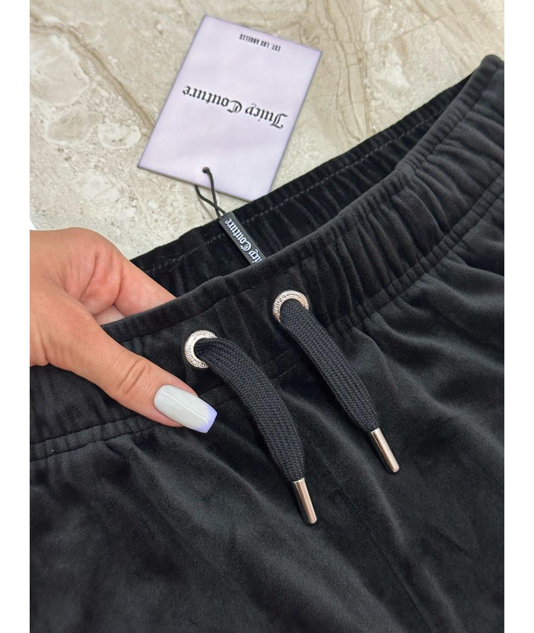 JUICY COUTURE Черные велюровые прямые брюки, фото 4