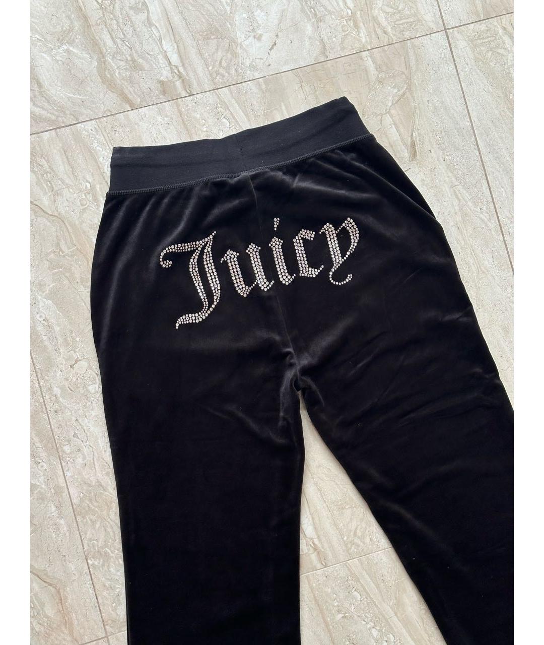 JUICY COUTURE Черные велюровые прямые брюки, фото 3