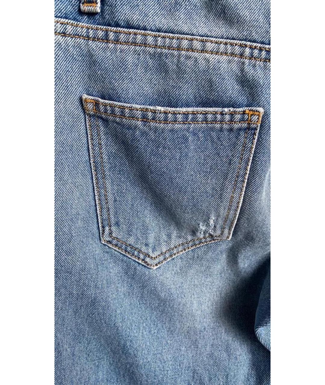 ERMANNO SCERVINO Голубые хлопко-эластановые прямые джинсы, фото 3