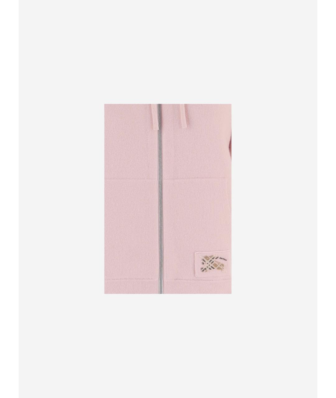 BURBERRY Розовый шерстяной кардиган, фото 3