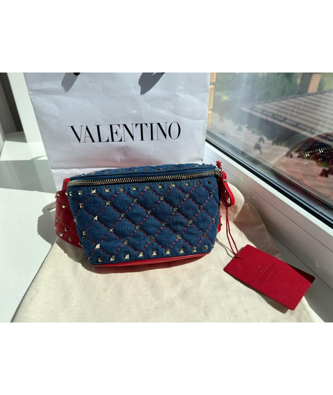VALENTINO Синяя деним поясная сумка, фото 4