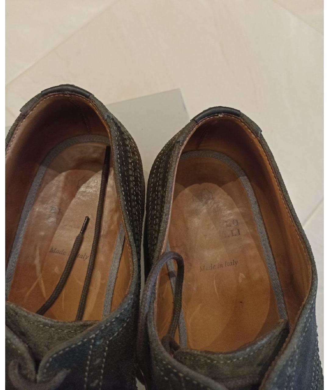 BRUNELLO CUCINELLI Зеленые замшевые туфли, фото 9