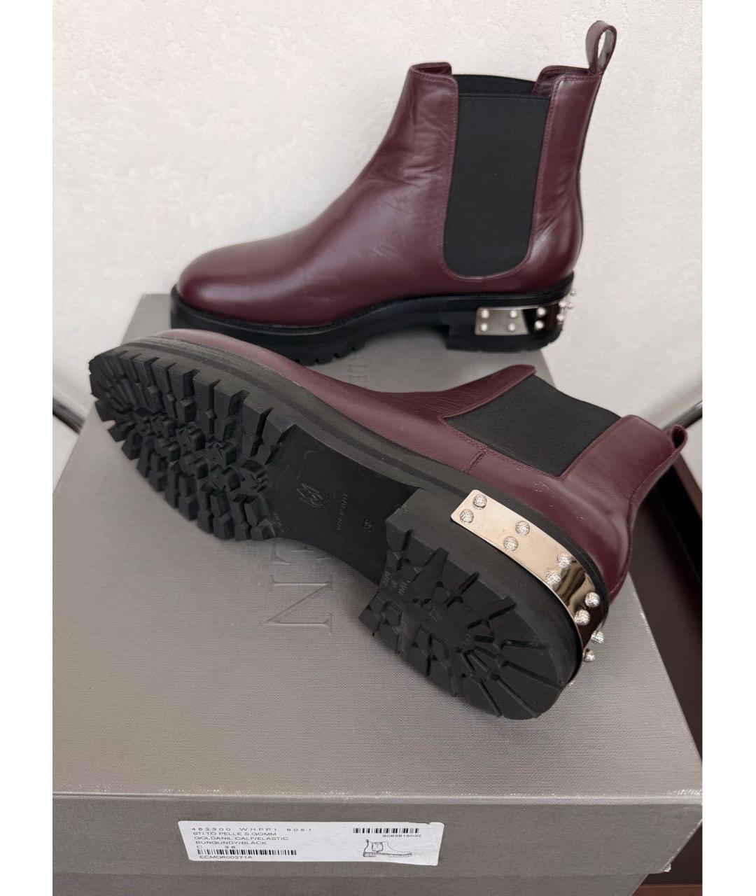 ALEXANDER MCQUEEN Бордовые кожаные ботинки, фото 8