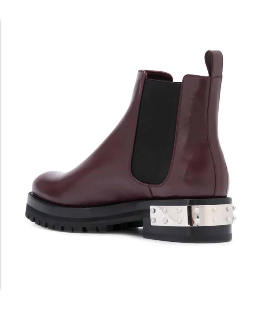 ALEXANDER MCQUEEN Бордовые кожаные ботинки, фото 2