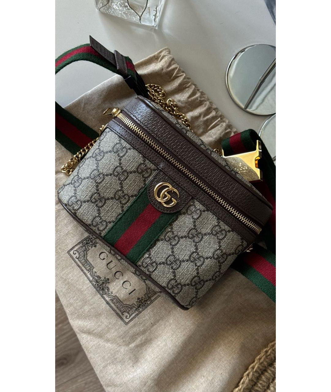 GUCCI Коричневая сумка через плечо из канвы, фото 7