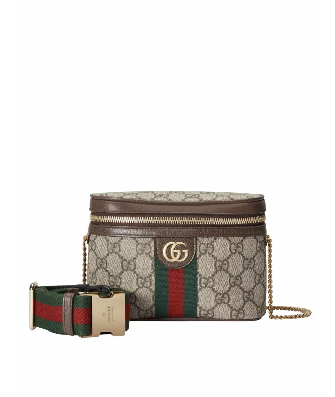 GUCCI Коричневая сумка через плечо из канвы, фото 1
